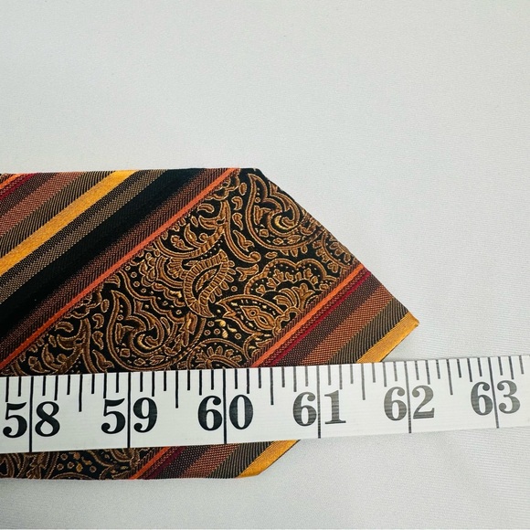 Louis Dell'Olio Men's Designer Paisley Repp 100% Silk Striped Necktie Italy - Picture 5 of 5